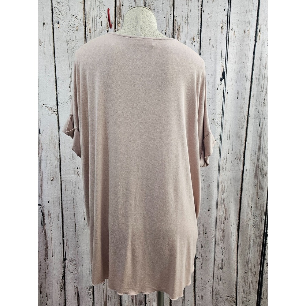 EXCUSE ME I HAVE TO GO BE AWESOME Women's L Mauve Surplice Blouse Shirt Top EUC - Picture 5 of 8